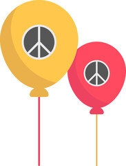 Sticker - Fly Peace Symbol Balloon Flat Icon Red And Orange Color.