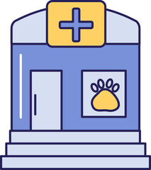 Wall Mural - Veterinary Hospital Or Clinic Icon In Blue And Yellow Color.