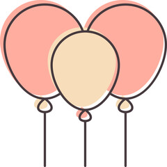 Canvas Print - Three Balloon Icon In Pink Color.