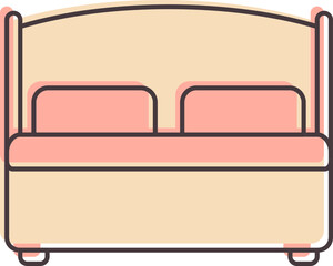 Poster - Double Bed Icon In Pink Color.