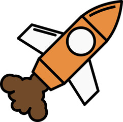 Poster - Rocket Launch With Smoke Or Fire Orange And Brown Icon.