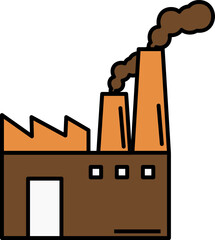 Sticker - Factory Outing Smoke Icon In Orange And Brown Color.