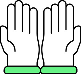 Sticker - White And Green Praying Hand For Islamic Culture Icon.