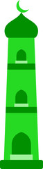 Sticker - Green Mosque Minaret Flat Icon Or Symbol.