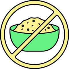 Poster - Green And Yellow Illustration Of No Food Icon Or Symbol.