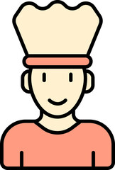 Wall Mural - Orange And Yellow Illustration Of Chef Cartoon Man Icon.