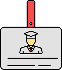 Sticker - Student ID Card Icon In Grey And Red Color.