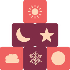 Sticker - Weather Puzzle Block Building Red And Magenta Icon.