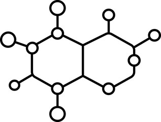 Sticker - Illustration Of Molecule Flat Icon In Black Stroke.