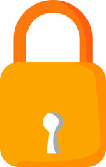 Sticker - Close Padlock Flat Icon In Orange Color.