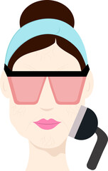 Sticker - Illustration Of Woman Face Massage From Wrinkle Removal Thermage Flat icon.