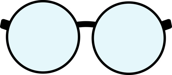 Sticker - Flat Style Round Specs Frame Shape Icon In Blue And Black Color.