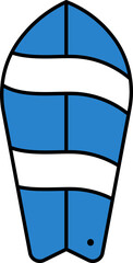 Sticker - Blue And White Illustration Surfboard Icon.