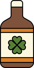 Sticker - Flat Style Clover Beer Bottle Tricolor Icon.