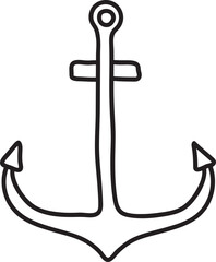 Sticker - Black Thin Line Art Illustration Of Anchor Icon.