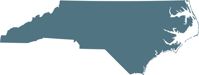 Poster - Blue Map of US federal state of North Carolina