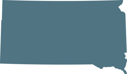 Poster - Blue Map of US federal state of South Dakota