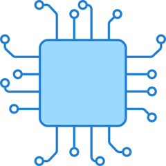 Sticker - Isolated Blue Microchip Icon In Flat Style.