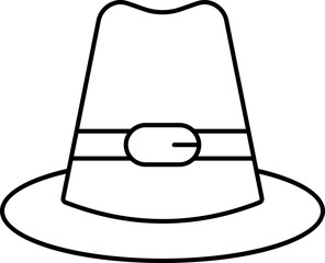 Sticker - Isolated Pilgrim Hat Icon In Black Stroke.