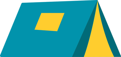 Canvas Print - Flat Style Tent Icon In Teal And Yellow Color.