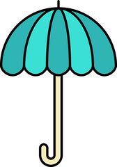 Poster - Open Umbrella Flat Icon In Teal Color.