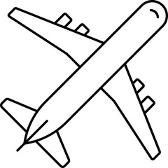 Wall Mural - Black Line Art Illustration Of Airplane Icon.