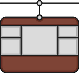 Poster - Flat Cable Car Icon In Brown And Grey Color.