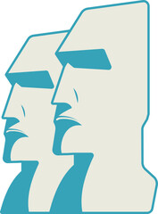 Sticker - Grey And Teal Illustration of Moai Flat Icon.