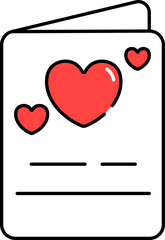 Sticker - Love Card Icon In Red And White Color.