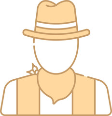 Poster - Faceless Cowboy Character Icon In Peach And white Color.