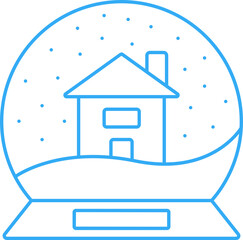 Poster - Snowfall With House Building In Glassware Ball Outline Icon.