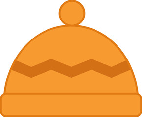 Wall Mural - Orange Beanie Hat Icon In Flat Style.