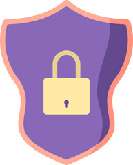 Poster - Flat Illustration Of Shield Lock Yellow And Purple Icon.