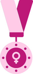 Poster - Flat Style Female Medal Icon In Pink Color.