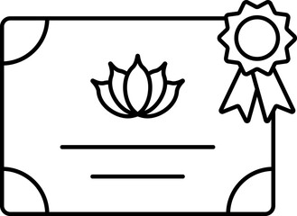 Canvas Print - Isolated Lotus Symbol Certificate Icon In Line Art.