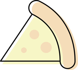 Poster - Isolated Pizza Slice Flat Icon In Yellow Color.