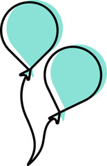 Canvas Print - Two Balloon Bunch Fly Icon In Turquoise Color.