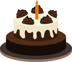 Sticker - 2-Tier Delicious Cake Icon In Brown And White Color.