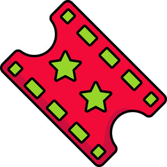 Sticker - Flat Ticket Icon Red And Green Color.