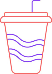 Canvas Print - Red And Purple Straw In Drink Glass Outline Icon.