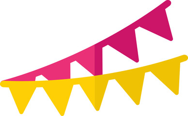 Sticker - Pink And Yellow Illustration Of Bunting Flag Hang Flat Icon.