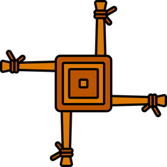 Sticker - Orange Brigid Cross Icon in Orange Color.