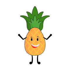 Wall Mural - Laughing Pineapple Cartoon Flat Icon.