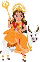 Wall Mural - Statue Of Indian Goddess Shailputri On White Background.