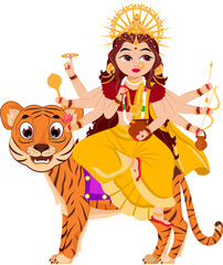 Poster - Statue Of Indian Goddess Kushmanda On White Background.