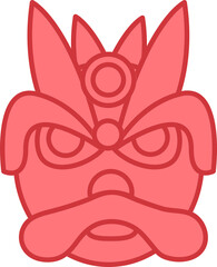 Wall Mural - Isolated Dragon Face Icon In Red Color.