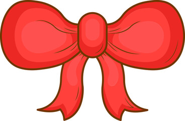 Sticker - Isolated Bow Ribbon Icon In Red Color.