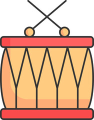 Poster - Cross Stick With Snare Drum Flat Icon In Red And Orange Color.