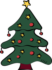 Sticker - Isolated Christmas Or Xmas Tree Icon In Flat Style.