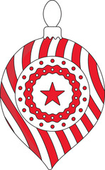 Poster - Red And White Firework Pattern Christmas Ball Icon In Flat Style.